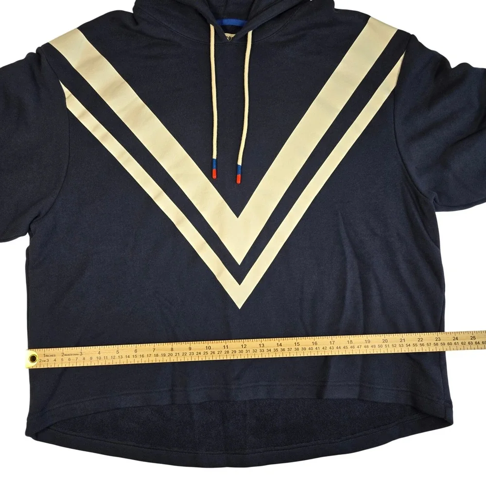 Tory Burch Sport French Terry Chevron Hoodie Color Tory Navy/Snow White Size M